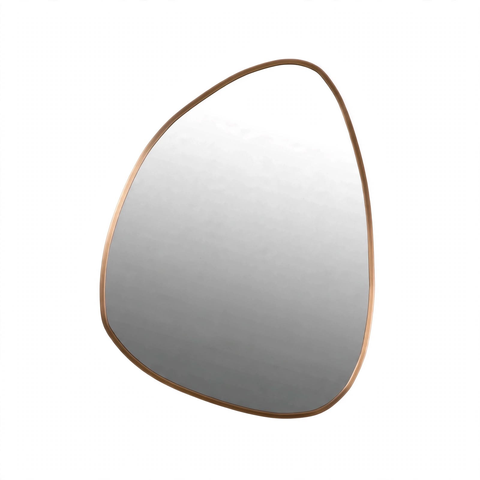 Spiegel Pebble brons 70x90 cm, grote organische wandspiegel met aluminium frame in brons