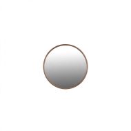 piegel rond walnut 40 cm, ronde wandspiegel met aluminium frame in walnutkleur