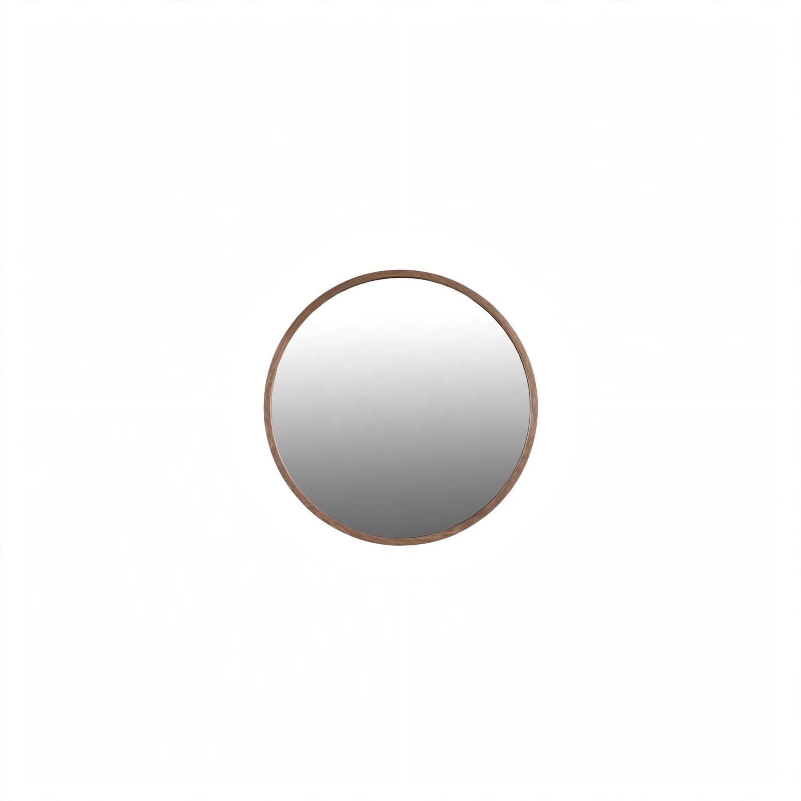 piegel rond walnut 40 cm, ronde wandspiegel met aluminium frame in walnutkleur