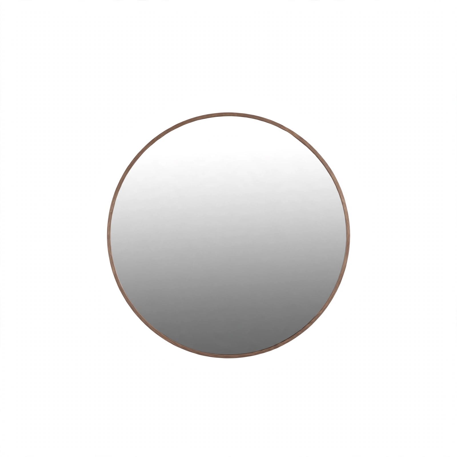 Spiegel rond walnut 60 cm, ronde wandspiegel met aluminium frame in walnutkleur