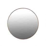 Spiegel rond walnut 80 cm, grote ronde wandspiegel met aluminium frame in walnutkleur